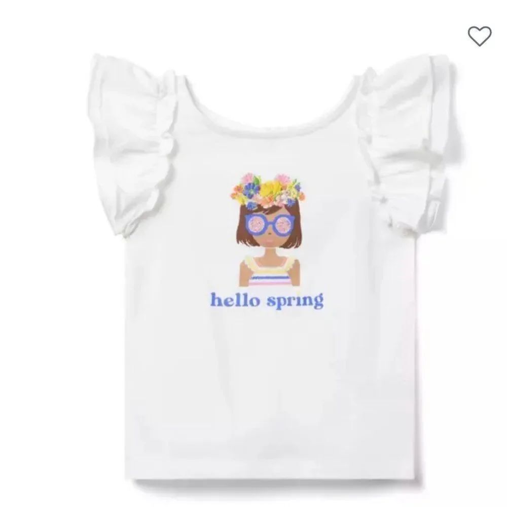 Janie and Jack 100048838. Hello Spring Embroidered Flower tee NWT size 4